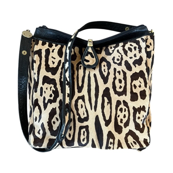 Galbrielli Handbags - Leopard Print Shoulder Bag with Black Trim